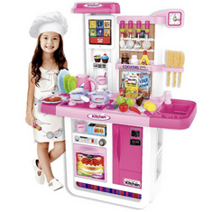 BB-Shop Interaktívna detská kuchynka s chladničkou, ružová