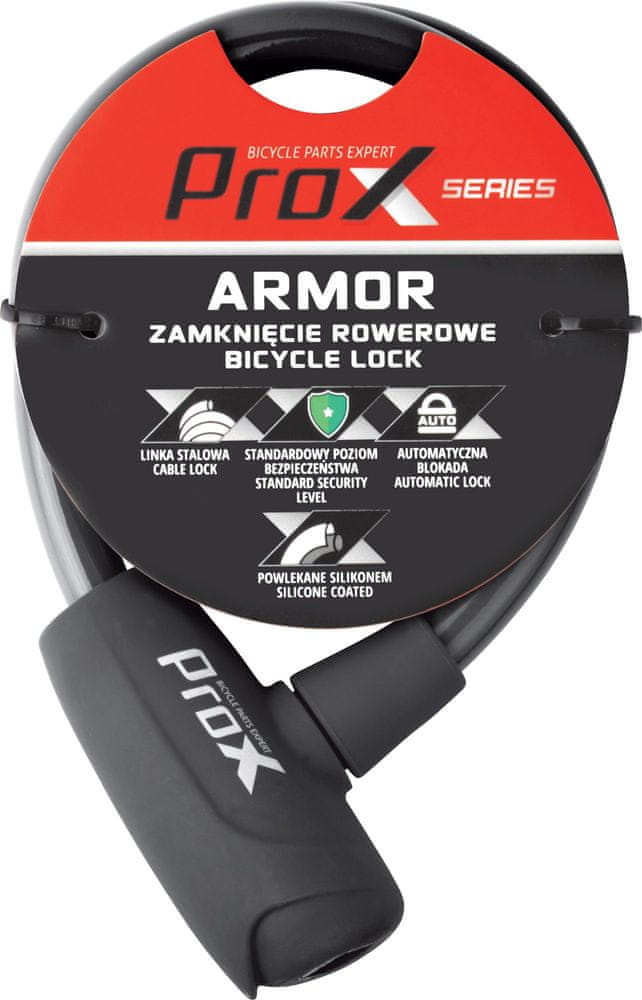PROX Zámok Prox Armor 12x600 mm. čierny silikón 2x kľúč