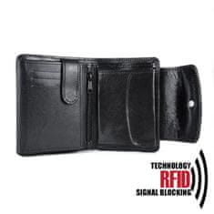 VegaLM UNISEX RFID Ochranná kožená peňaženka v čiernej farbe